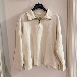 Banana Republic Size L Cream Quarter-Zip Pullover
